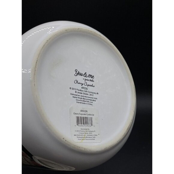 You and Me by Jessie Steele Ceramic Cookie Jar Kitchen Red Cherries “Cookies” - Picture 9 of 15